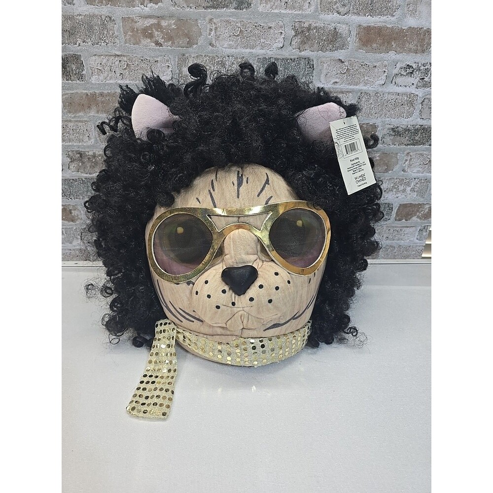 Kool Kitty Mascot Full Head Mask Plush Halloween Sunglasses Afro